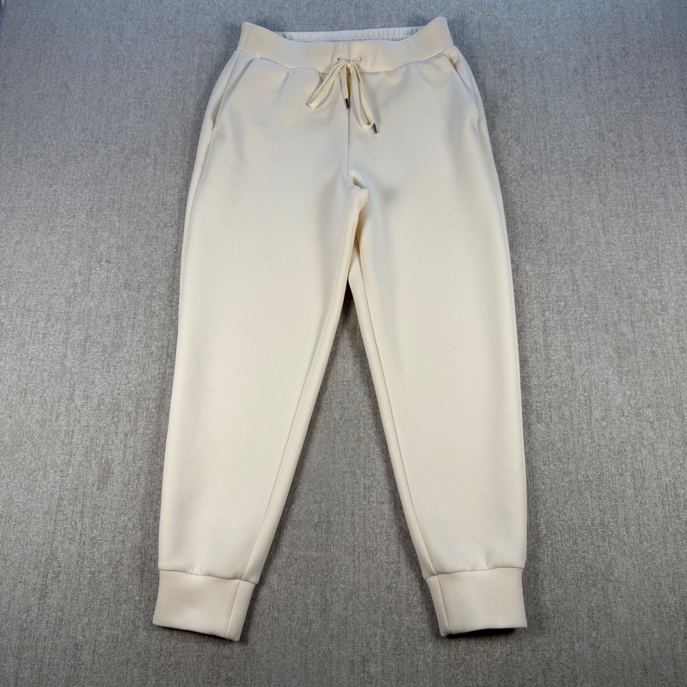 CALIA Joggers Women S Cream Drawstring Elastic Waist Scuba Knit Sweatpants